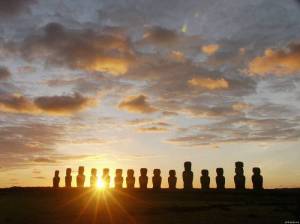 Moais at Dawn, Ahu Tongariki, Easter Island, Chile